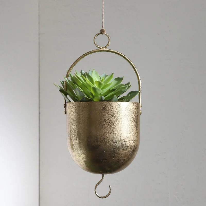 Sagebrook Home Hanging Planters Gold Gold Iron Planters for Indoor Plants or Outdoor Plants