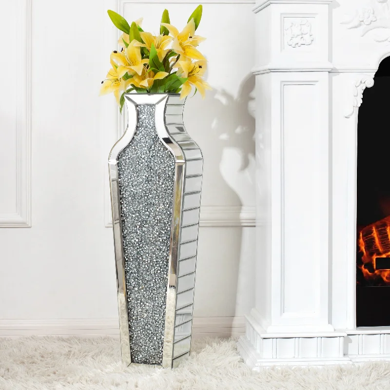 Tall Crushed Diamond Floor Vase