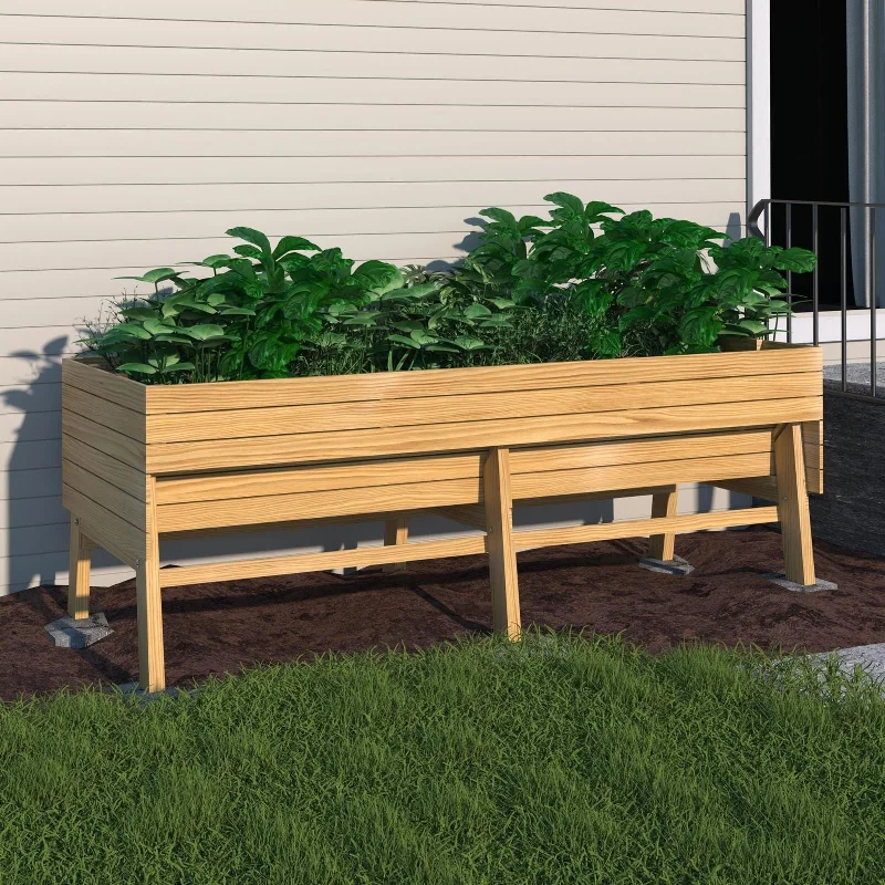 VEIKOUS Wooden Raised Garden Bed for Vegetables Oversized Deep Planter Box with Liner