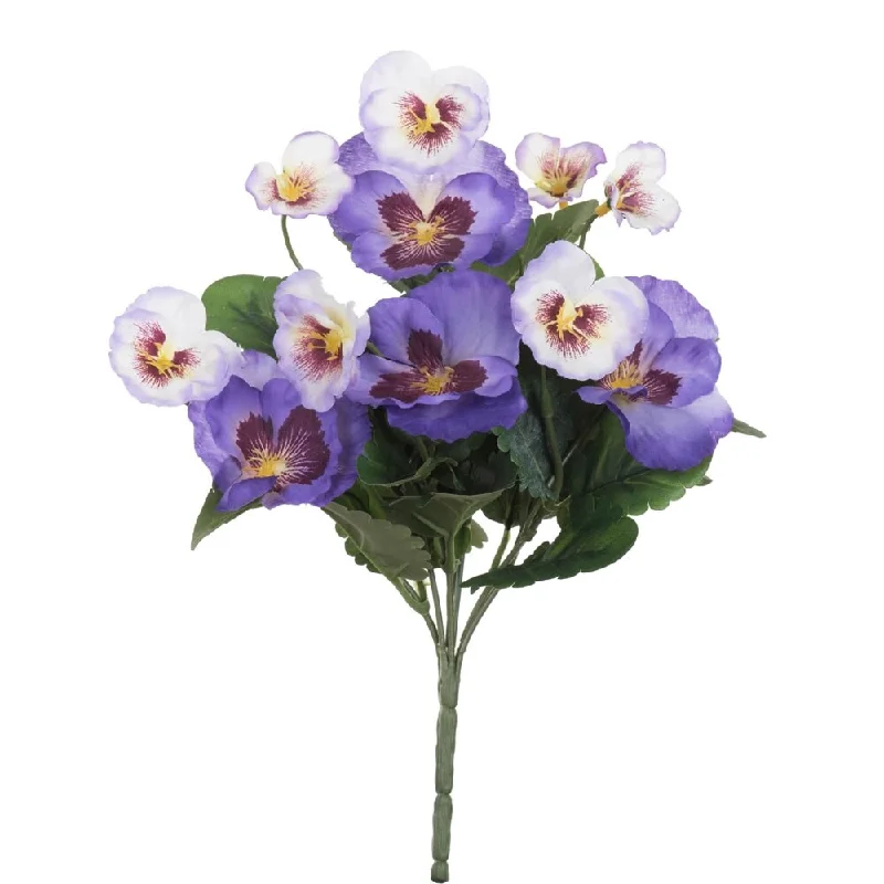 Vickerman 10" Artificial Purple Pansy Bush, 4 per pack