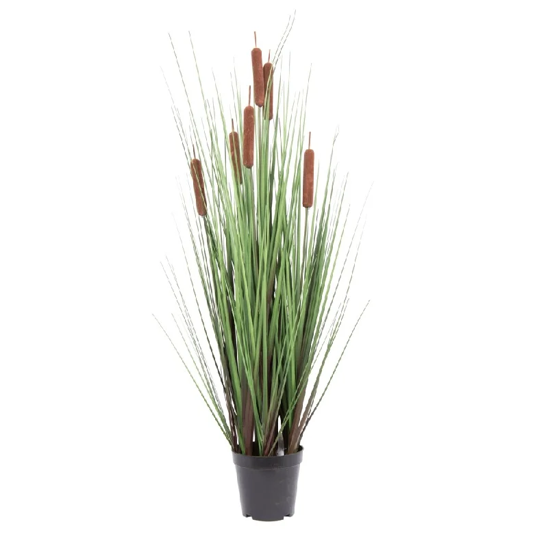 Vickerman 36" Artificial Potted Green Straight Gras and Cattails.