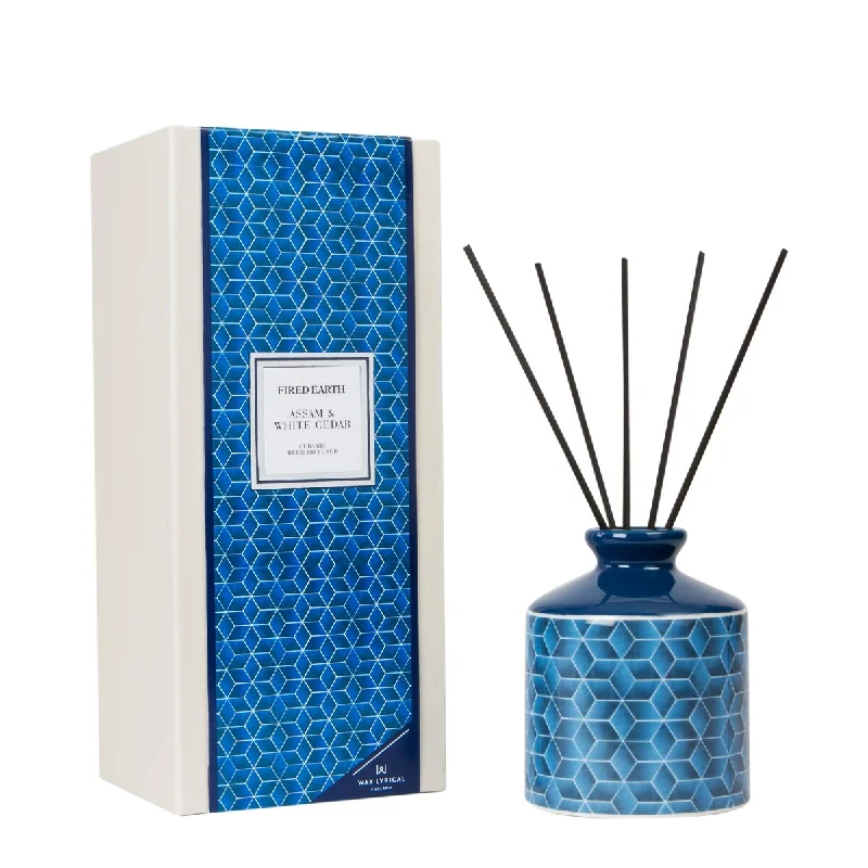 Wax Lyrical Fired Earth Assam and White Cedar Ceramic Reed Diffuser - 400ml